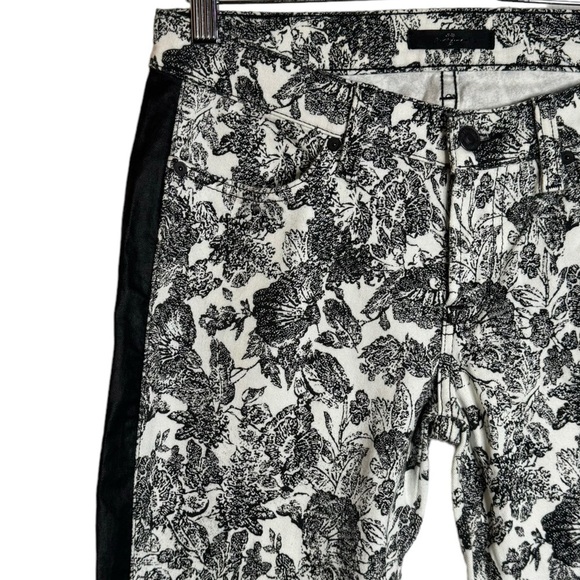 7 For All Mankind  Floral Print Side Stripes Black White Printed Jeans Denim 29 - Picture 6 of 16